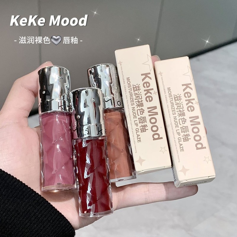 KeKe Mood滋润裸色唇釉水光镜面口红低饱素颜显白平价玻璃唇泥批|undefined