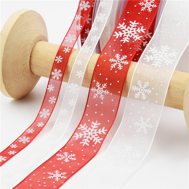 Cross-Border explosion Christmas decoration transparent snowflake Ribbon gift packaging hair accessories diy material foam printing yarn Cross-Border explosion Christmas decoration transparent snowflake Ribbon gift packaging hair accessories diy material foam printing yarn