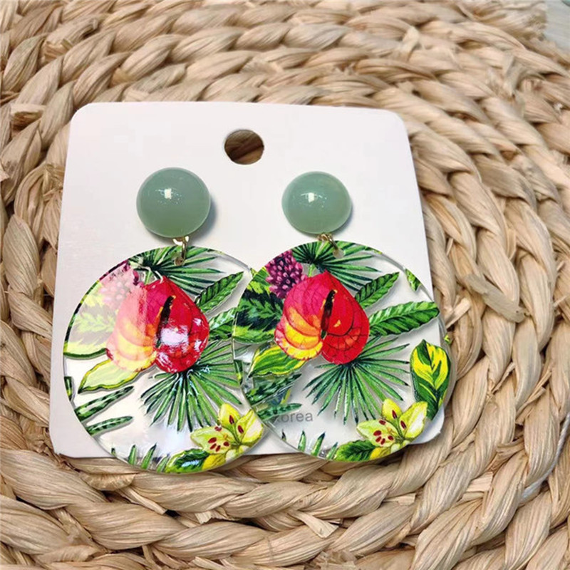 14g Weight Drop Earrings Classification 1 Pair Quantity 1 Pair Japanese Style Leaf Flower Enamel Arylic Drop Earrings
