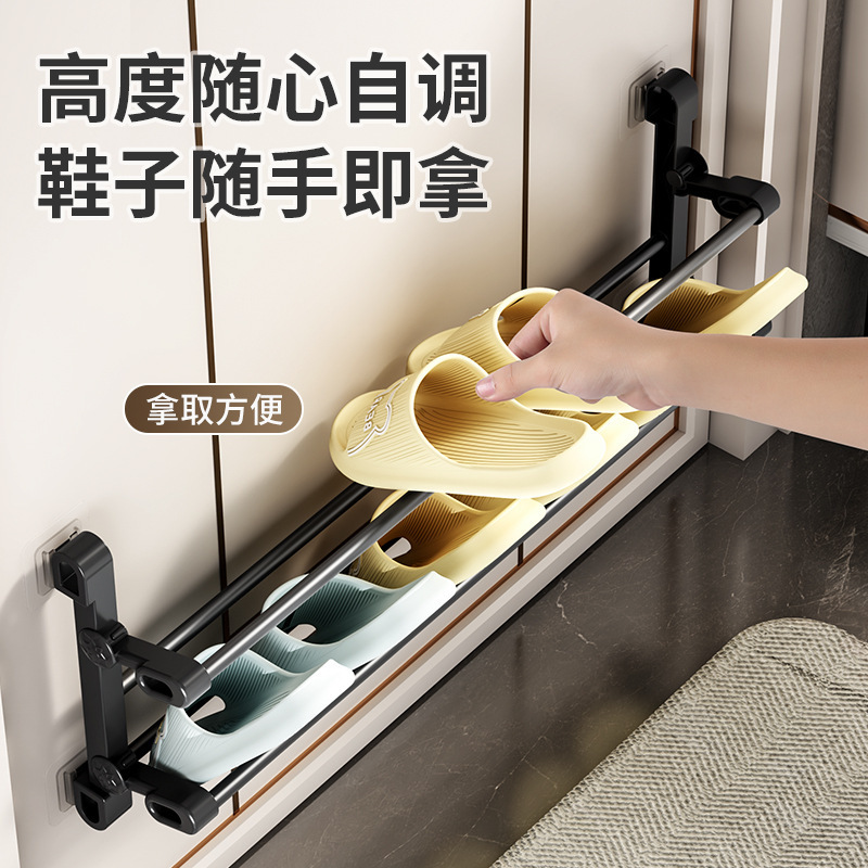 クロスボーダー 2025 新しいプラスチック折りたたみ靴ラック靴収納アーティファクト無料インストールスリッパ収納壁二層ラック|undefined