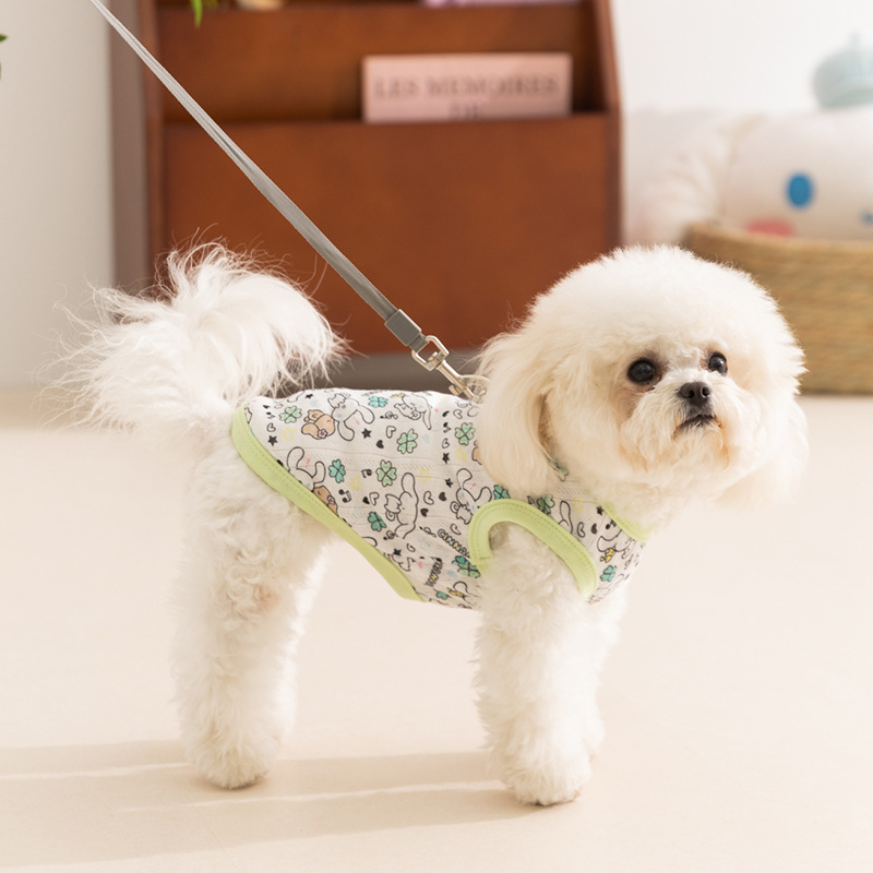 Perro de primavera y verano auténtico chaleco para perros de orejas grandes de marca compartida delgado gato transpirable peluche perro pequeño ropa para perros