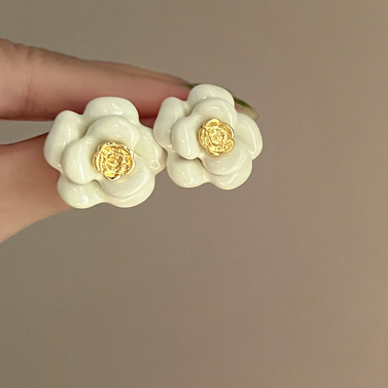 Серебряная игла, белый цирконий, модные милые серьги из жемчуга, цветок, французский стиль