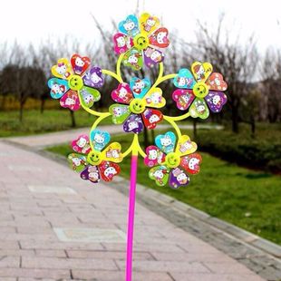 Colorful Scenic Area Gifts Six-Wheel Square Children's Toys Spring Outing Decoration Wholesale Courtyard Outdoor Windmill Smiling Face Stall