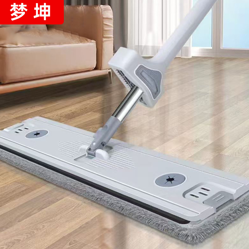 도매용 플랫형 대걸레, 손세탁 필요 없는 가정용 게으름뱅이용 원터치 청소 대걸레, 대형 두꺼운 기숙사용 걸레, 천 포함 휴대용 걸레