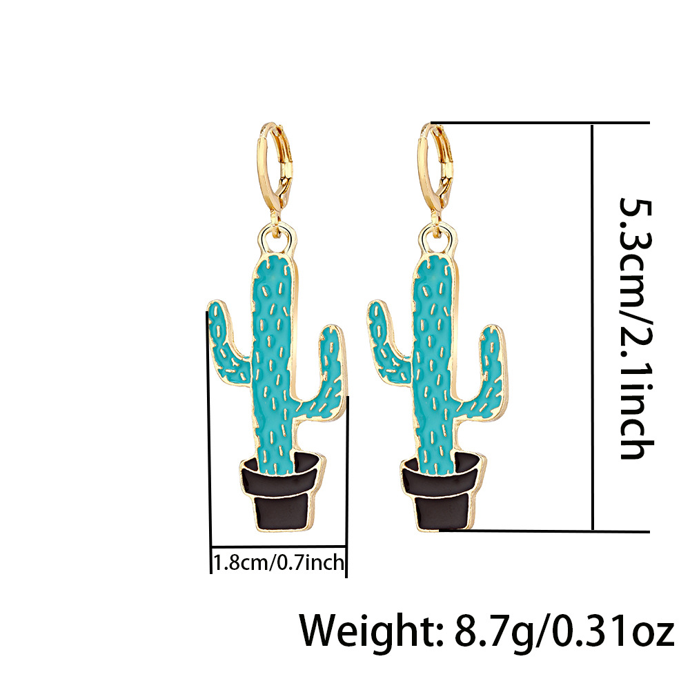 Wholesale Jewelry Geometric Hollow Plant Cactus Earrings Nihaojewelry display picture 11