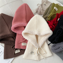 纯色巴拉克拉法帽保暖韩国套头针织帽毛线帽子女护颈包头帽秋冬