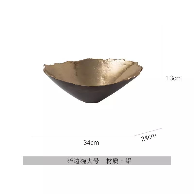 Lujo ligero indio, simple, aluminio, plata, cuencos, bandejas de frutas, adornos decorativos, macetas de flores de mesa en la Sala modelo