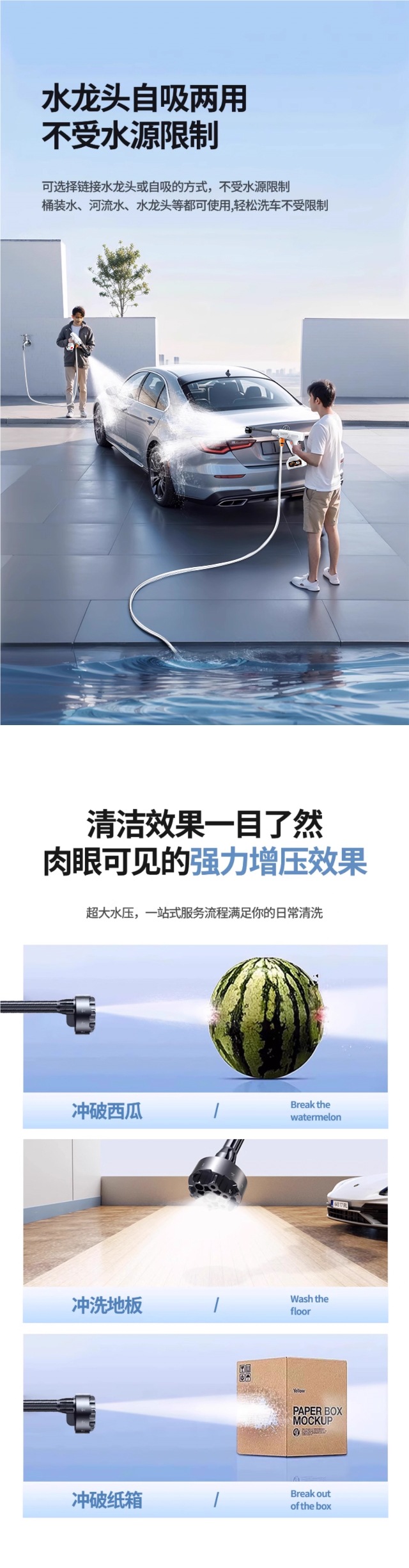 Wireless Car Washing Machine High-Pressure Water Gun Household Cleaning Artifact Powerful Supercharged High-Power Rechargeable Lithium Battery 2025 Peihui