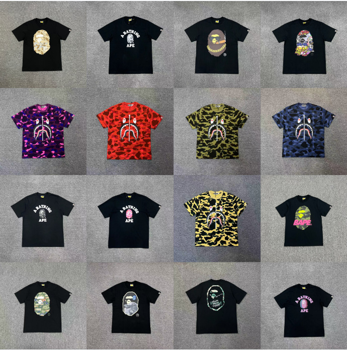 Trendy Brand Bape Collaboration Short-Sleeve T-Shirt Unisex Ape Head Camouflage High-End Loose Short-Sleeve T-Shirt Trendy Brand Bape Collaboration Short-Sleeve T-Shirt Unisex Ape Head Camouflage High-End Loose Short-Sleeve T-Shirt