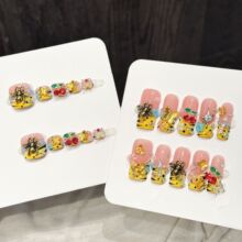 艺禾【黄樱碎金】小众甜酷风美甲纯手工穿戴甲片显白清新款假指甲