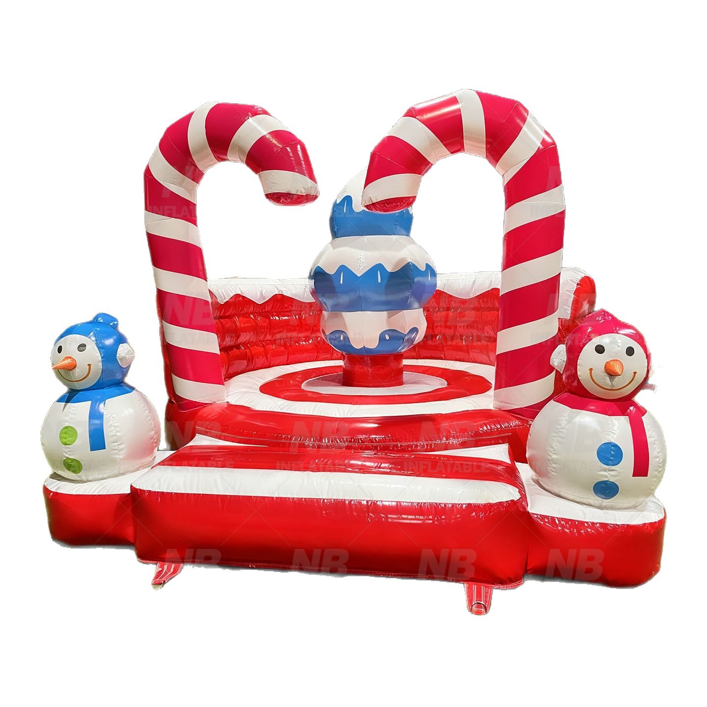 Castillo inflable al aire libre gran cabina deslizante niños saltando cama muñeco de nieve Navidad saltando cama cola deslizante parque de atracciones