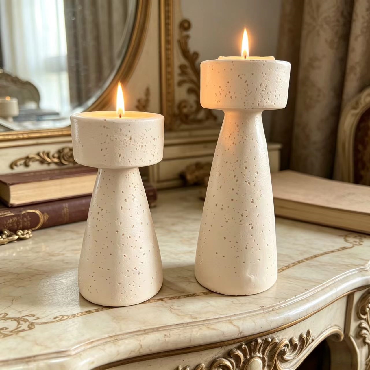 Candelabro en Forma de Reloj de Arena de Resina Sintética, Decorativo, para Sala de Estar