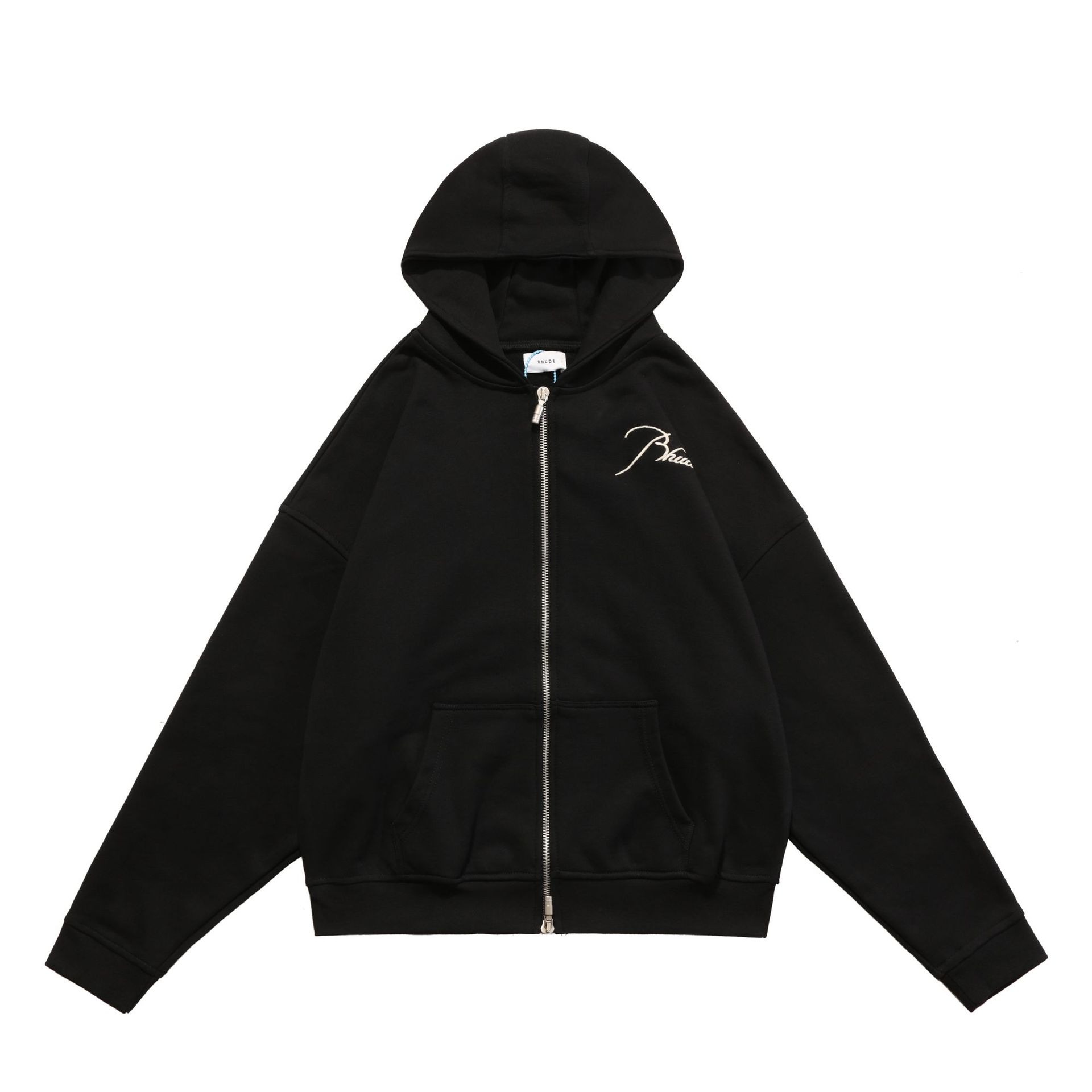 Meichao RHUDE cápsula cremallera carta logo bordado con capucha suéter suelto de los hombres chaqueta de cremallera de la pareja de las mujeres