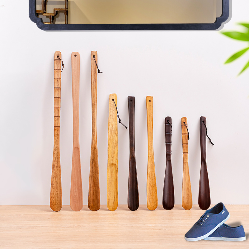 Wooden elderly and pregnant woman's shoe lift without bending, shoehorn, lazy person's shoe-wearing device, shoe-grip, long shoehorn, shoe-wearing artifact
