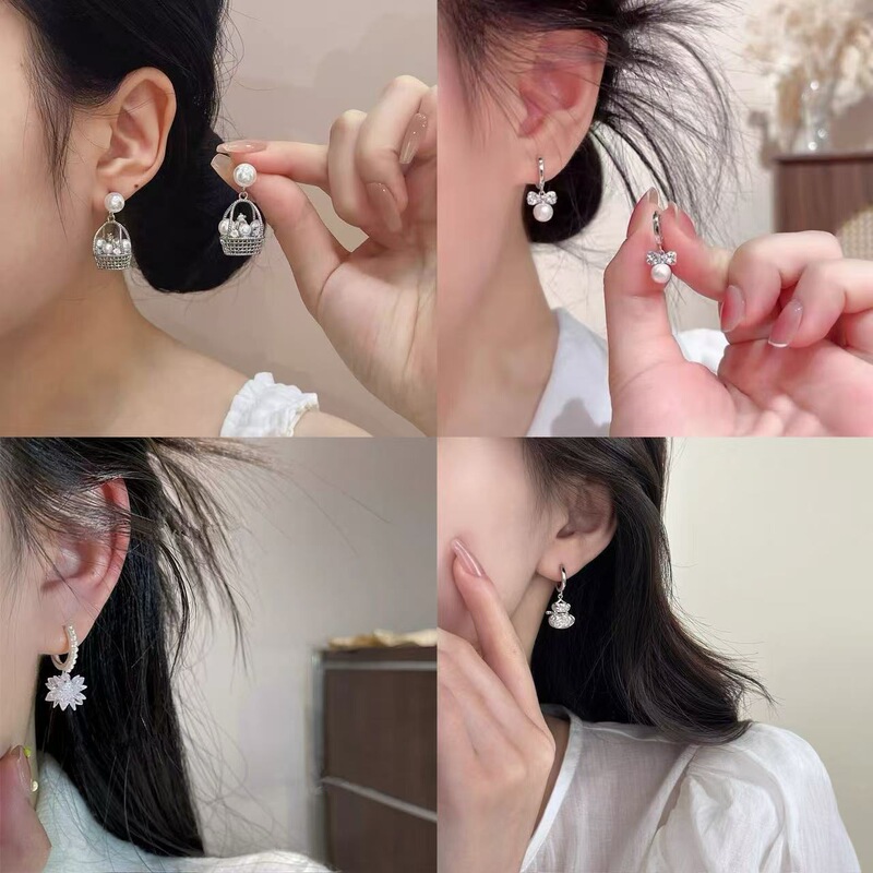 时尚蕾丝流苏百搭耳环编织菜篮子锆石精致铜耳饰电商直播爆款货源|undefined