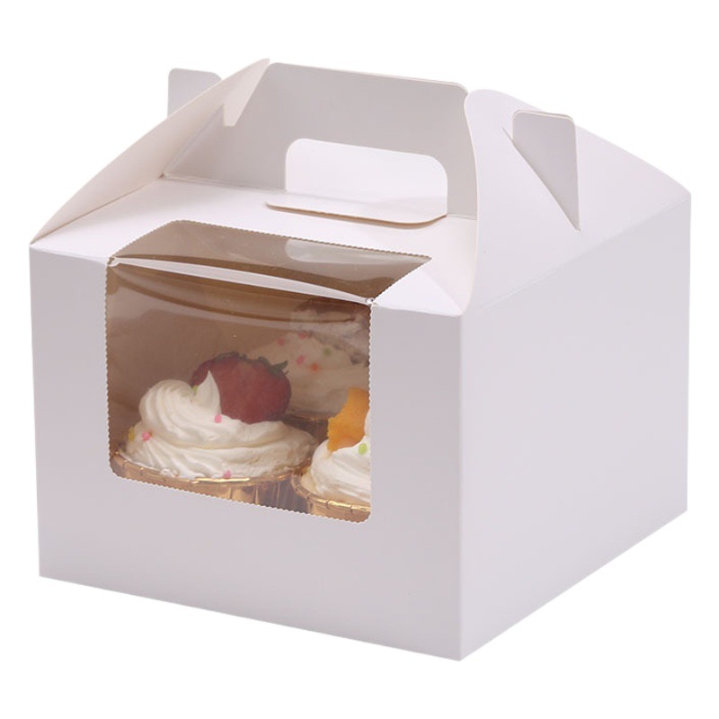 Caja de muffin portátil taza de papel caja de embalaje de pastel taza caja de pastel mousse postre caja de hornear ventana transparente