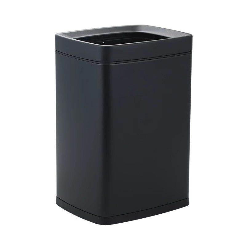 Cubo de habitación de hotel de doble capa de tamaño pequeño de lujo hogar sin tapa 8 aspecto elevado cuadrado de acero inoxidable hueco estrecho cubo de basura Luz