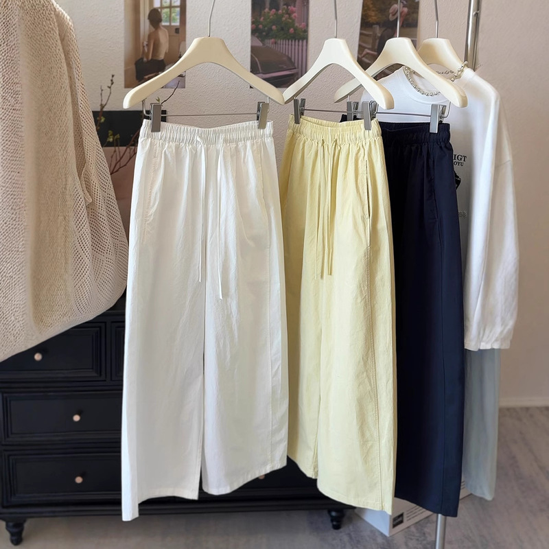 Japanese and Korean Small Wide Leg Pants Casual Cropped Pants ~ Summer Thin Wash Cotton Loose Pants Paper Pants