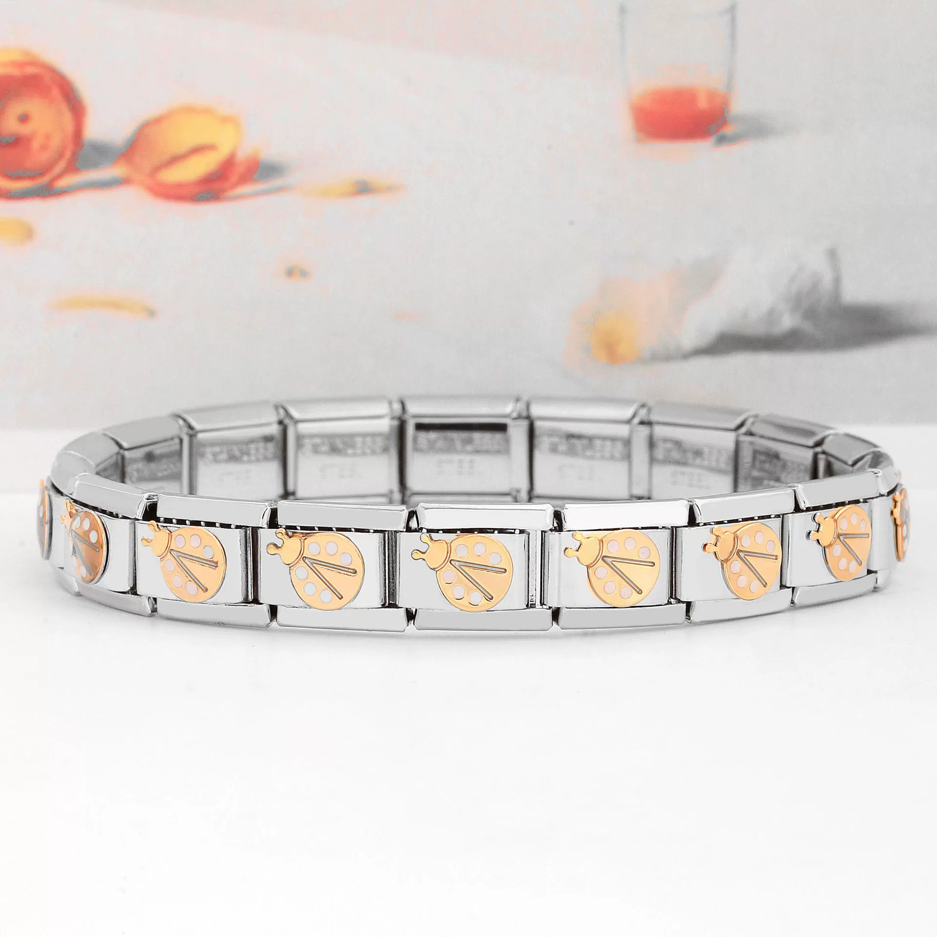 Module, elastic genuine bracelet handmade, DIY, with gem