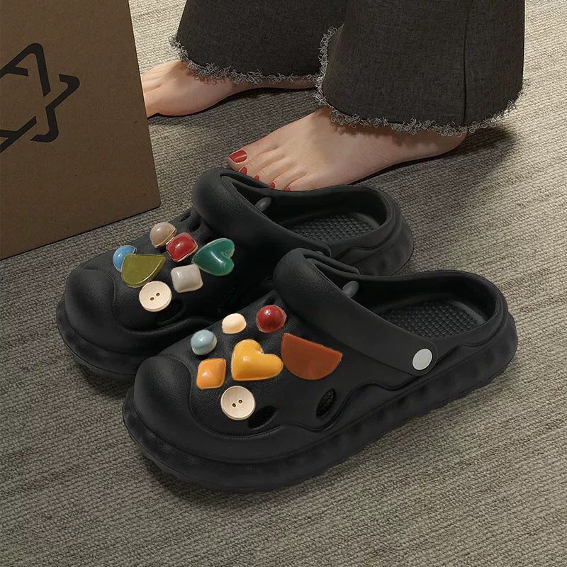 Сандалии в стиле croc женские, для DIY декора, пляжные противоскользящие закрытые, размеры 36–41