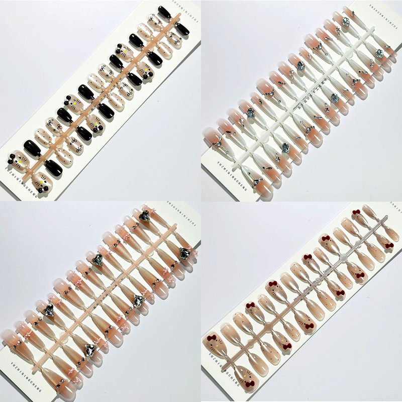 Medium and short gradient point drill wearing nail high-grade nail patch pure artificial nail prefabricated nail 30 pieces wholesale
