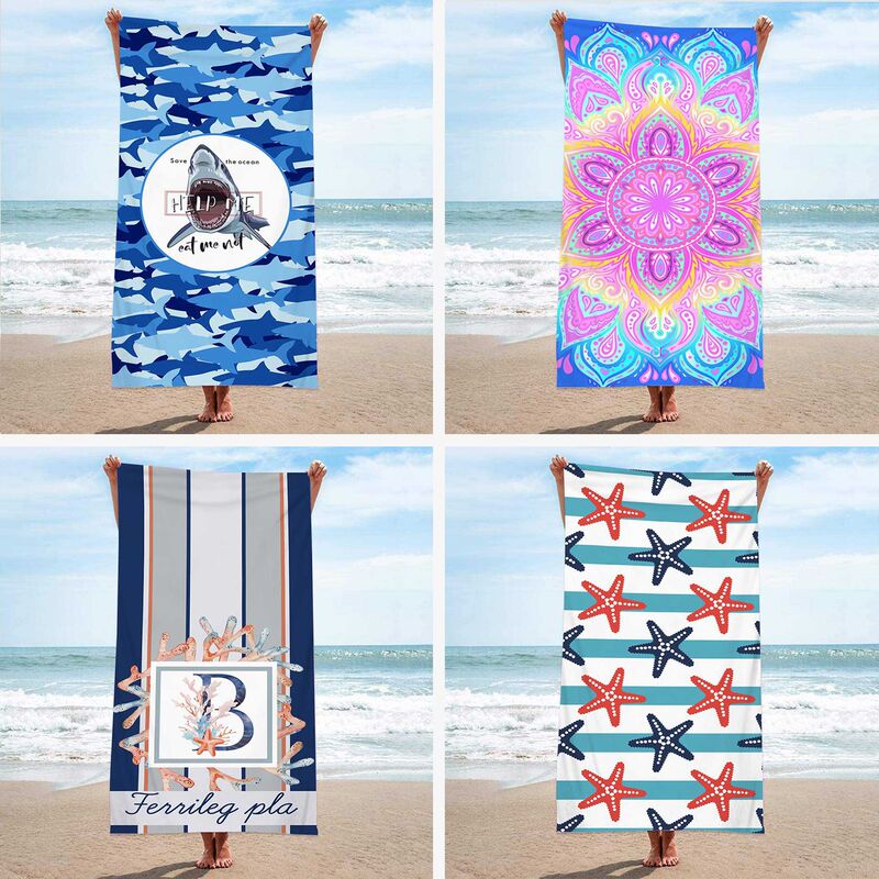 Microfiber Double Terry Cloth Beach Towel Printed Beach Towel Swimming Sun Protection Shawl Wholesale