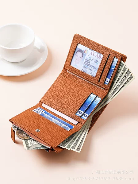 New Fashion Simple Wallet Solid Color Card Holder 70% off Coin Purse Waterproof High-End Gift Unisex Zipper Integrated