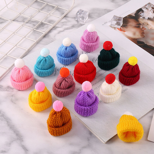 Cross-border Korean-style knitted yarn hat DIY handmade yarn ball decorative accessories mini Christmas hat wholesale