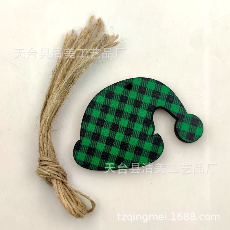 33 modelos de cuadros verdes y negros serie navideña piezas de madera colgante de decoración navideña se pueden combinar libremente 10 piezas en un paquete