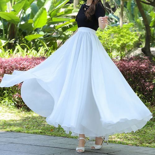 720-degree double-layer red chiffon half-body dance skirt, dance dress, long skirt for square dance, performance stage costume