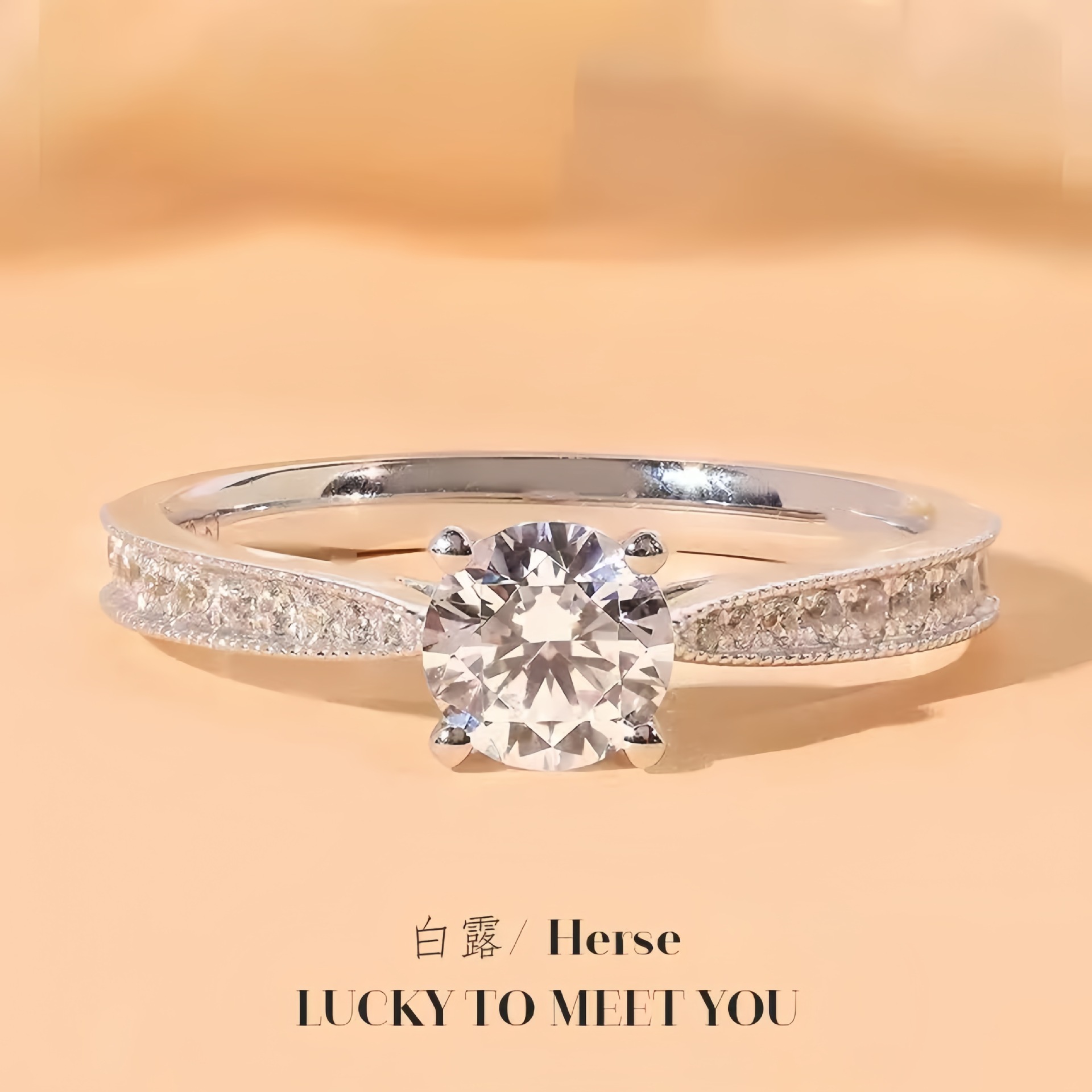 Live Supply Classic Four-Claw 1 Carat Princess Plated 925 Silver Artificial Moissanite Diamond Ring for Women European and American Proposal Ring