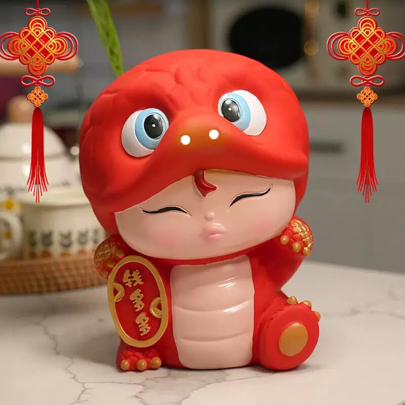 辰年マスコット Qian Duoduo 人形小さな装飾品幸運貯金箱干支蛇デスクトップ装飾クリエイティブ招き猫|undefined