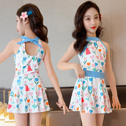 Children's swimsuits for girls, small, medium and large children, girls, students, split boxer briefs, skirt style mermaid swimsuits wholesale