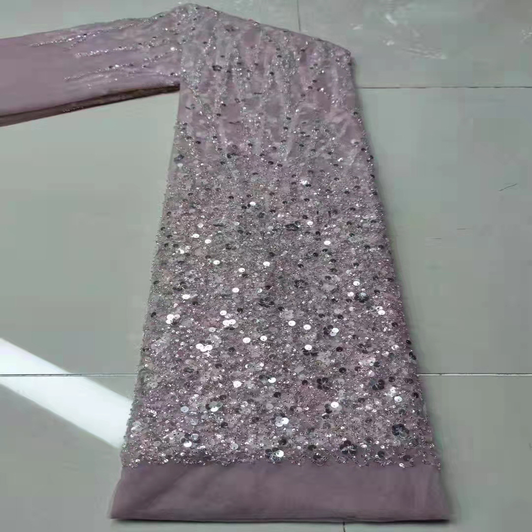 Tubo tridimensional cuentas de tela de lentejuelas patrón geométrico vestido de color degradado vestido de novia encaje bordado paño JX1891