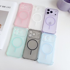 17适用iPhone16pro四角冰雾肤感磁吸壳苹果15手机壳14/13保护套12