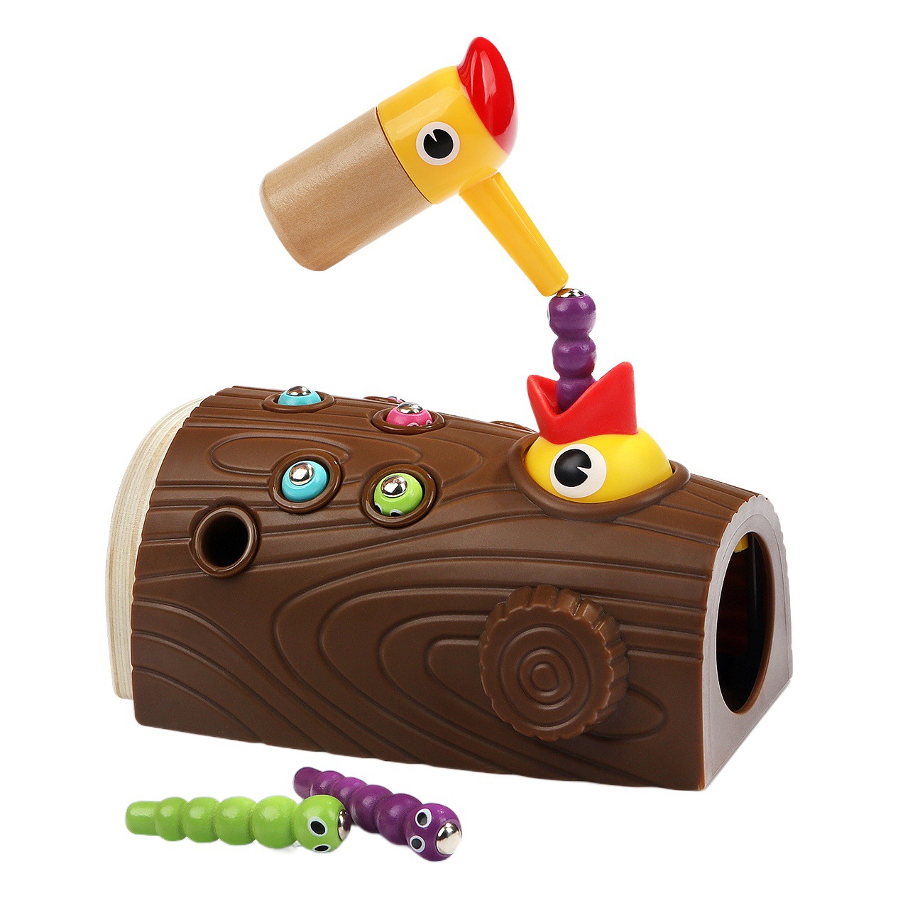 Tebaoer en línea celebridad pájaro carpintero bug catching juego educación temprana rompecabezas bug catching juego niñas niños juguetes de pesca magnética
