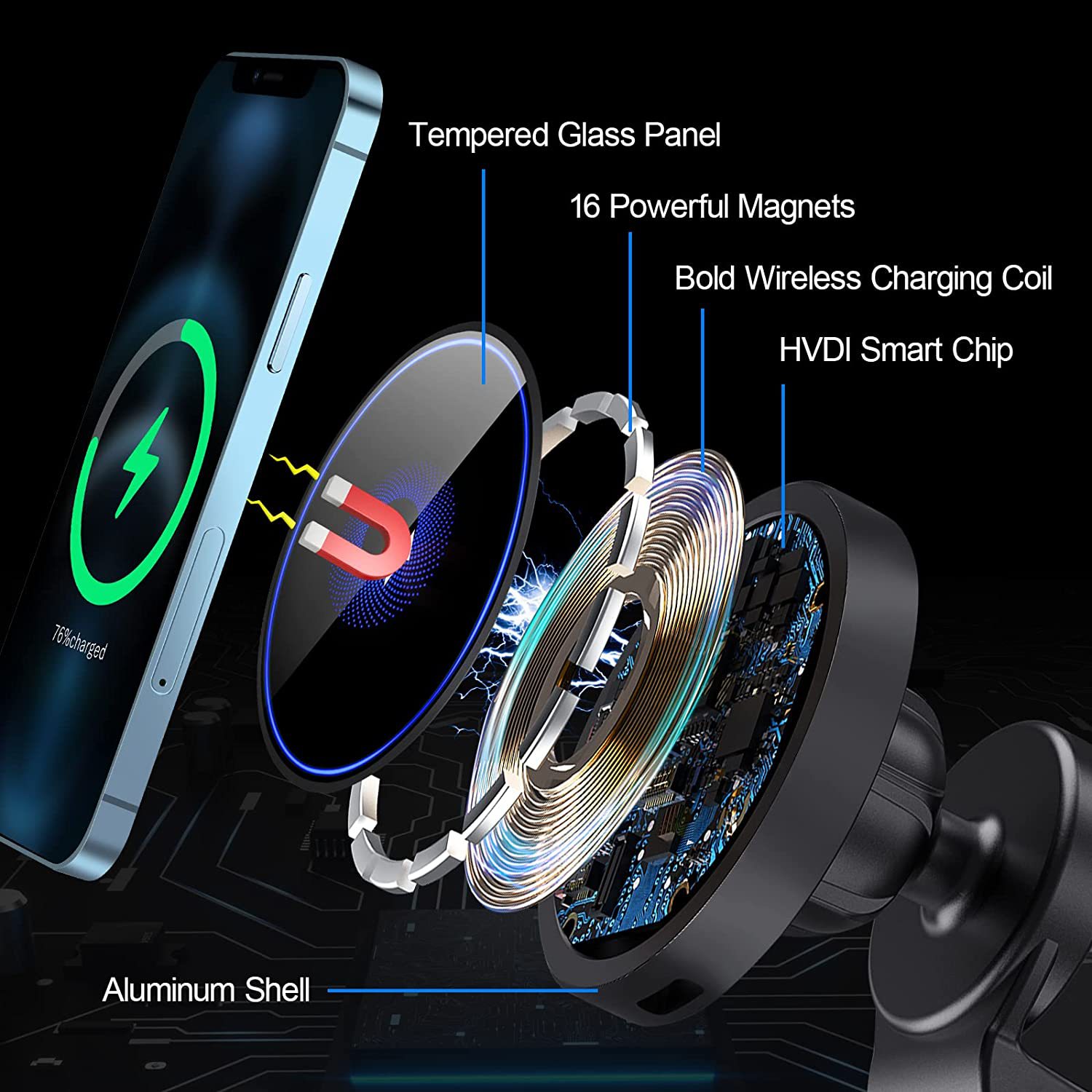 New Product Magsafe Magnetic Wireless Charger Three-In-One Wireless Charging Car Qi2.2 Wireless Charging Mobile Phone Holder