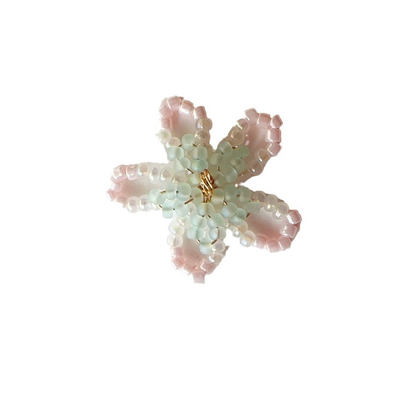 여름 신선한 수제 DIY 그라디언트 작은 복숭아 꽃 마감재 달콤한 원피스 손으로 바느질 장식 액세서리 가공