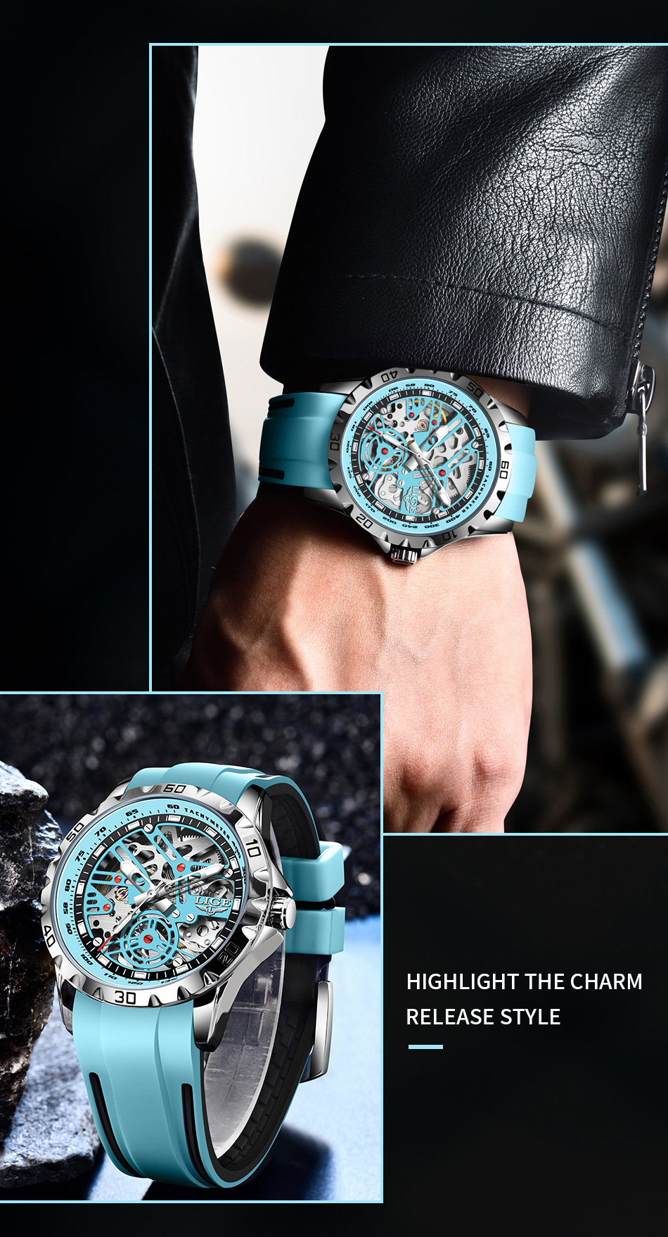 Men's Automatic Mechanical Watch Skeleton Luminous Waterproof_voghion.com
