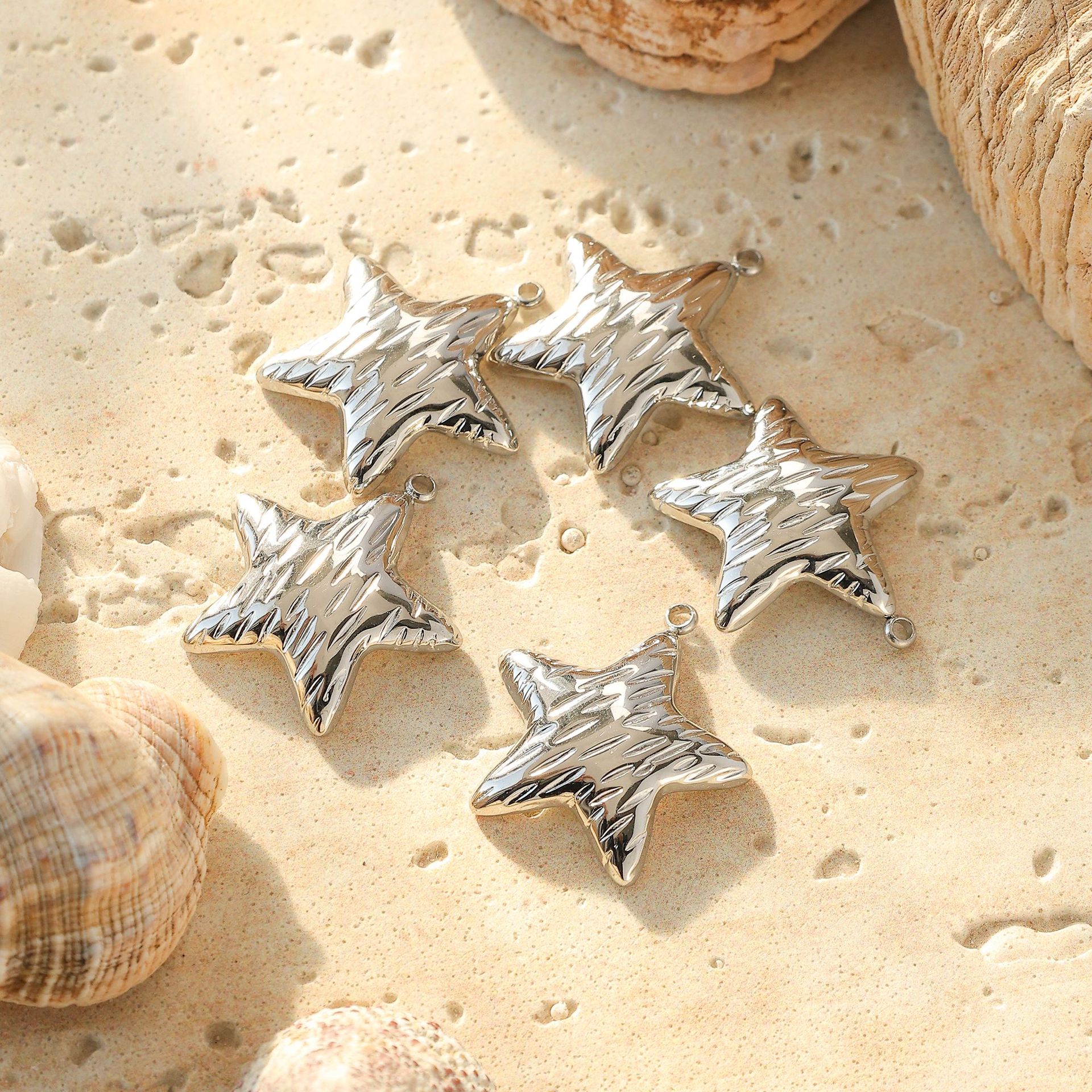 5 Pièces/Paquet Acier Inoxydable 304 Pentacle Pendentif display picture 3