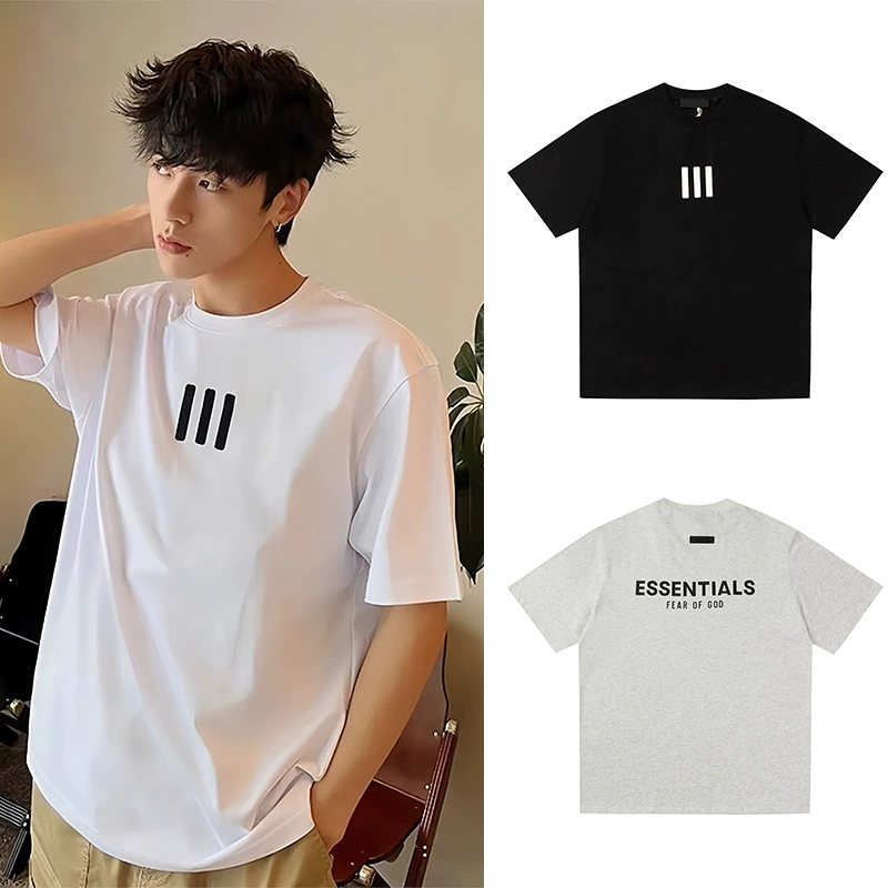 Туманообразное имя три бара ESSENTIALS с коротким рукавом летняя Свободная Повседневная американская мужская и женская парная футболка на главной улице