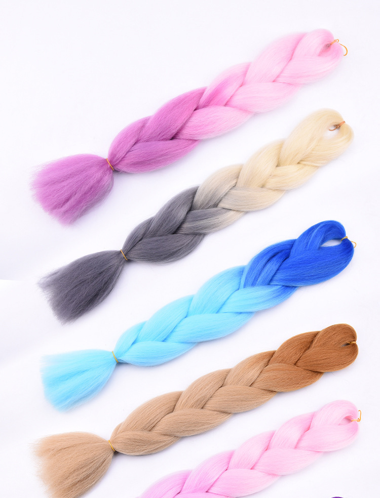 Synthetisches Flechthaar Hitzebeständige Matte Farbverlauf Perücke_voghion.com