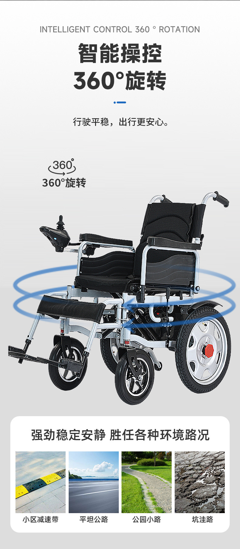 Electric Wheelchair for the Elderly, Smart Folding Mobility Scooter for Disabled People, Electric Mobility Aid Wheelchair Scooter