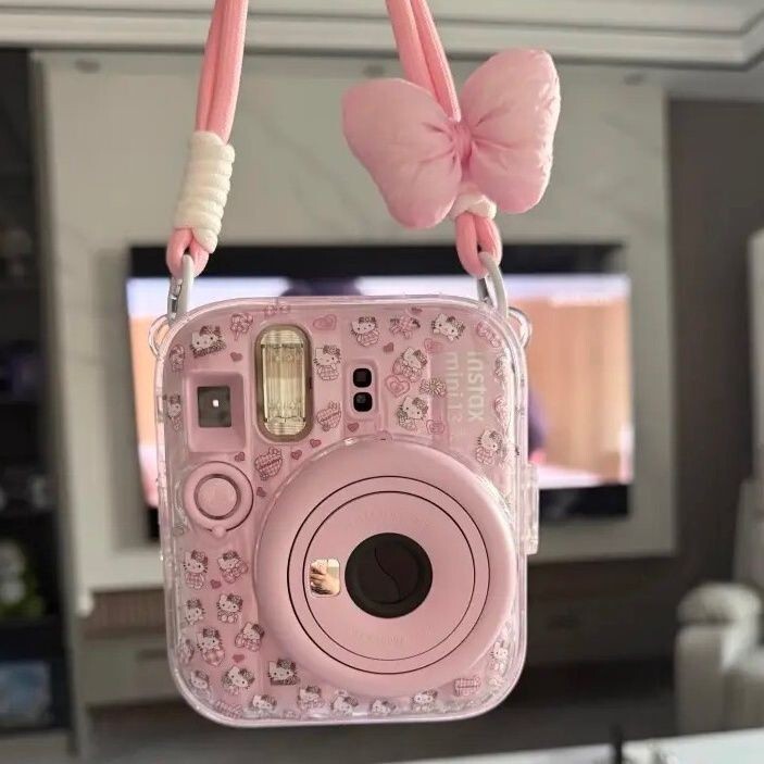 mini13 transparent case instax crystal mobile phone instant camera with lanyard hard shell chain camera