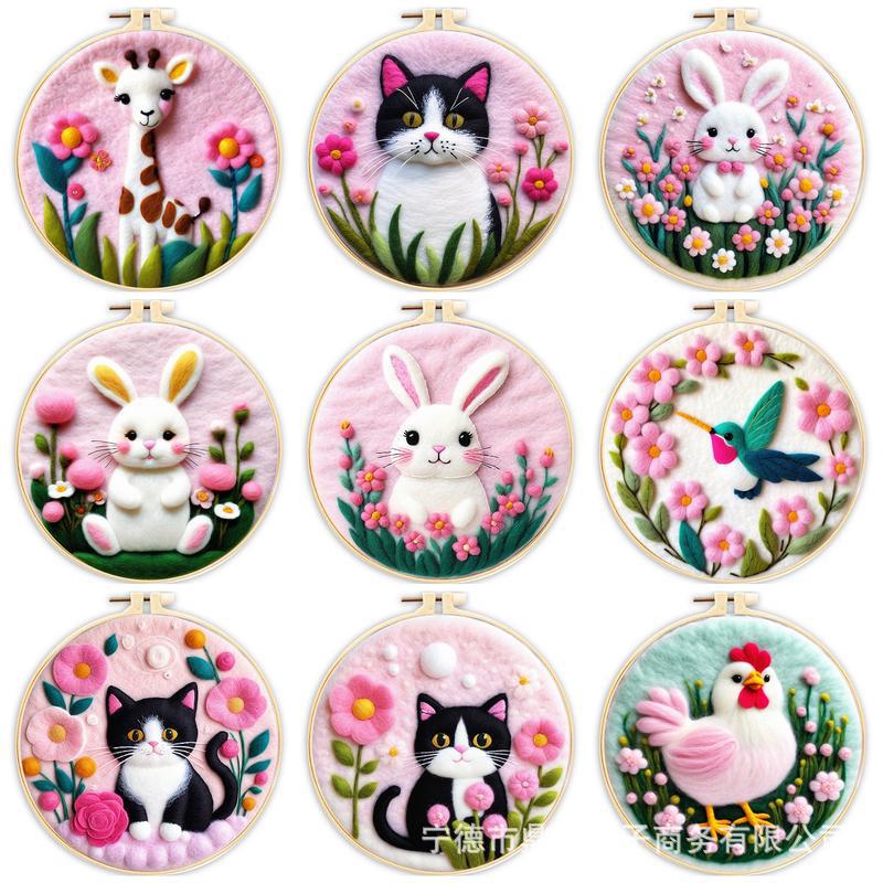 Gatyztory Needle Felting Starter Wool Felt Painting with Embroidery Frame Needle Felting Supplies for Beginners Home