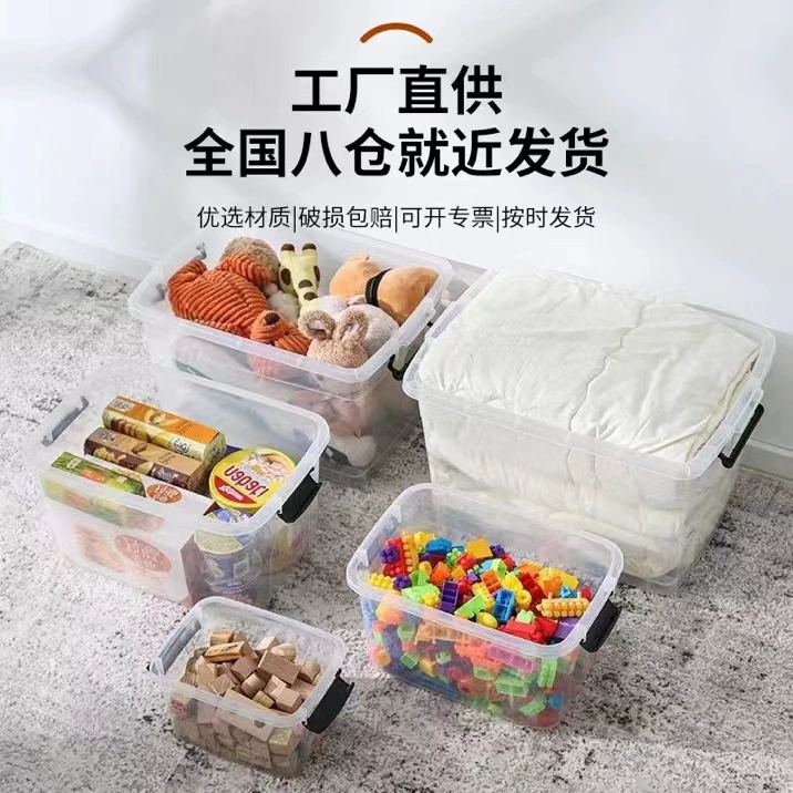 Handheld Transparent Plastic Storage Box, Portable Organizer with Lid, Multiple Sizes 14–63.5 cm