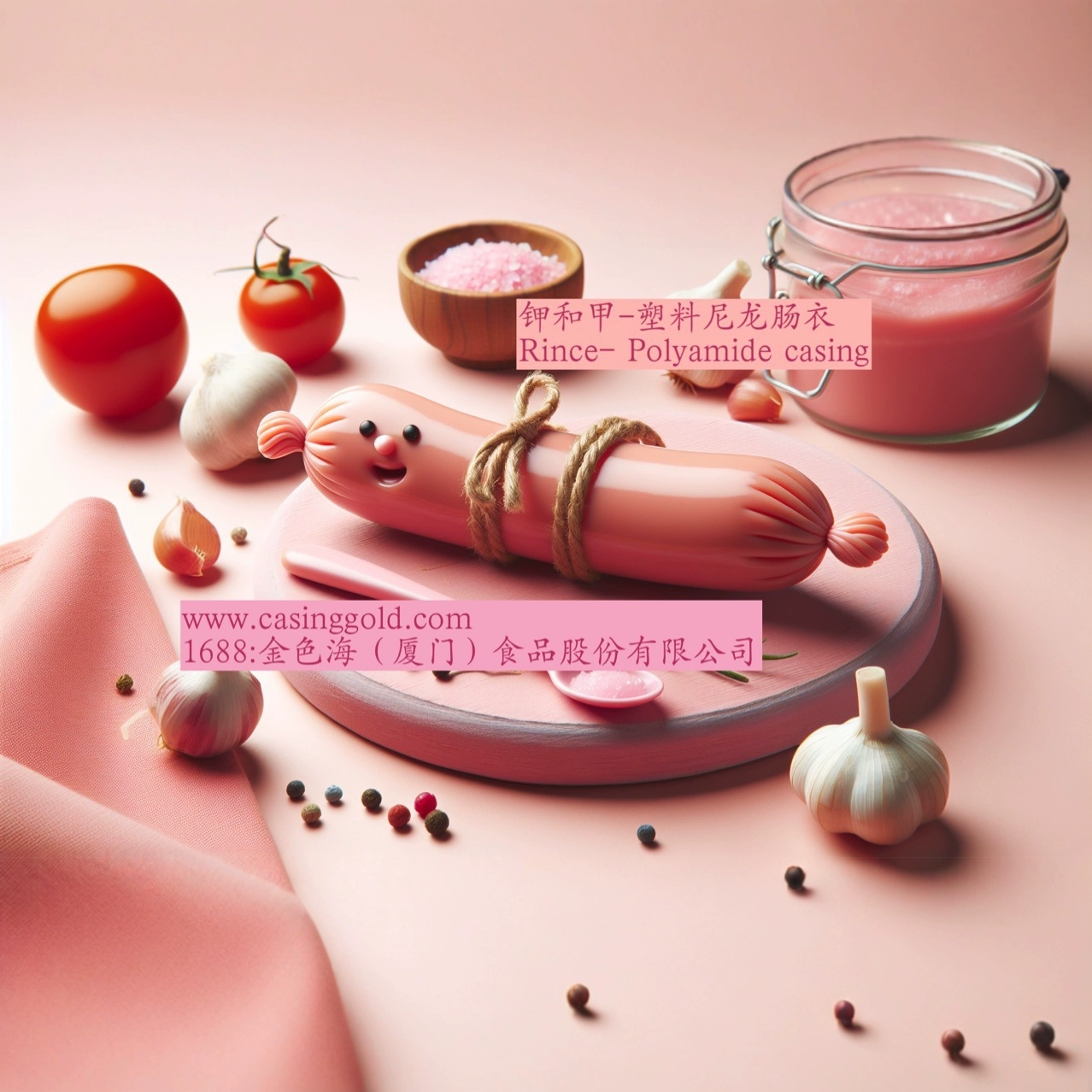 Rnice-polony casing polyamide casing pink red color