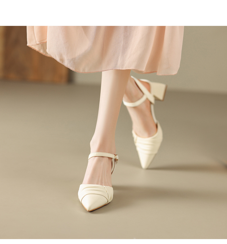 Sandal nữ mũi nhọn quai ngang phong cách Hàn Quốc — BL135 màu đen chi tiết 7