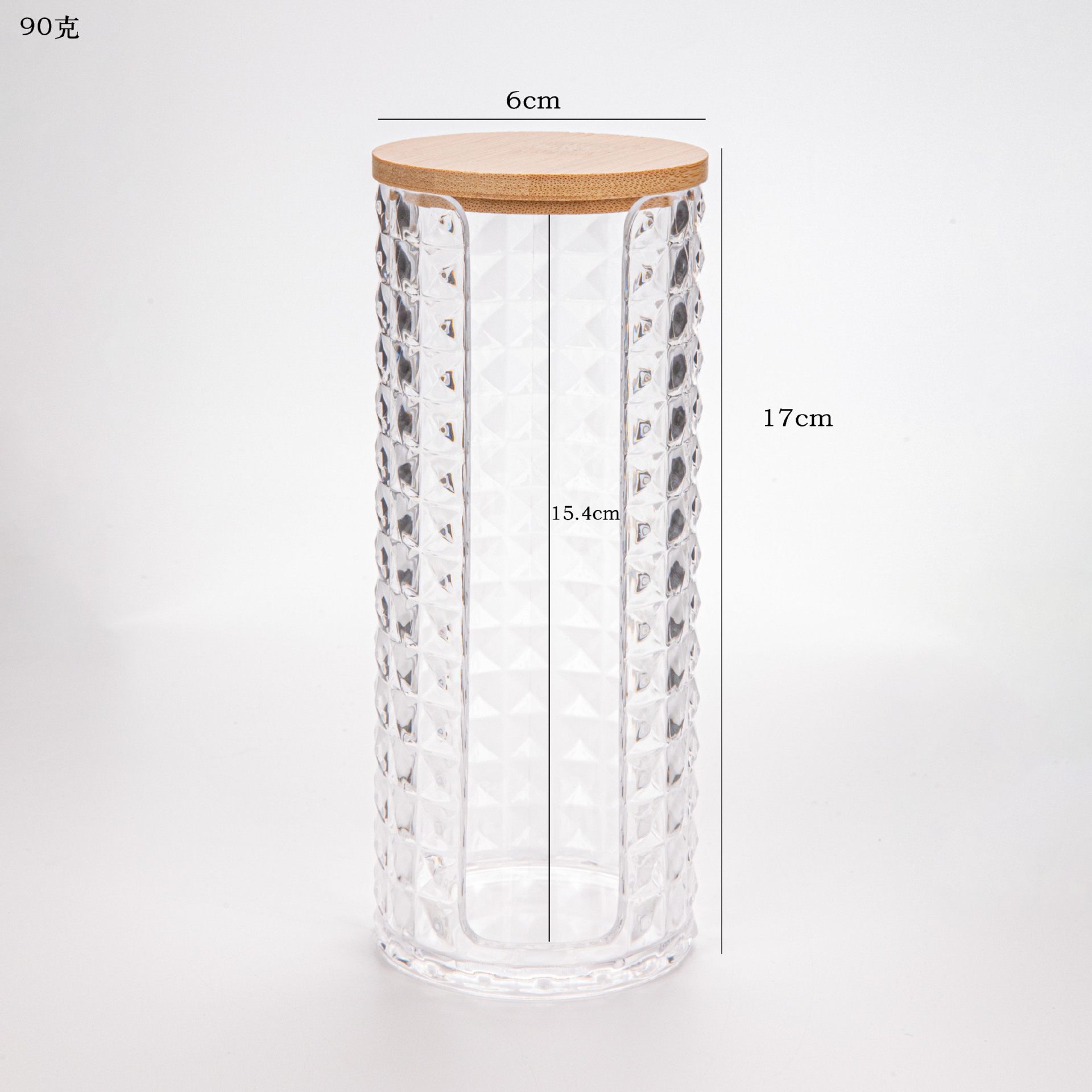Nuevo producto transparente de marca de algodón de diamante cubierta de bambú PS portátil redonda larga combinación caja de almacenamiento de algodón cosmético