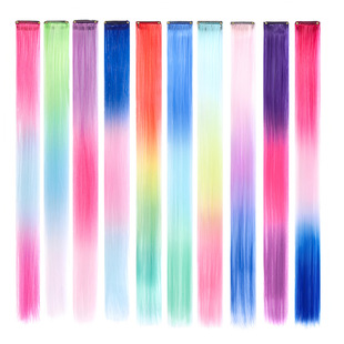 Rainbow Colorful Hair Extensions for Women, Colored Highlights, Straight Hair Extensions, Gradient Color Bb Clips, Self-Apply Hair Extensions, High-Temperature Fiber